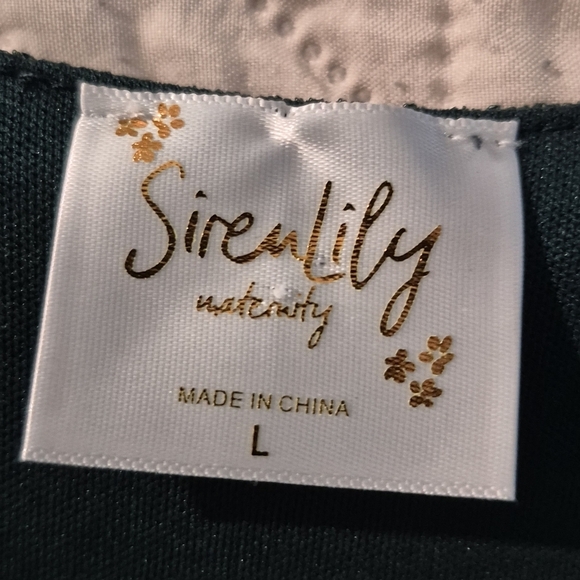 Siren Lily Maternity Teal Long Sleeve Shirt with V-Neck - Picture 5 of 6